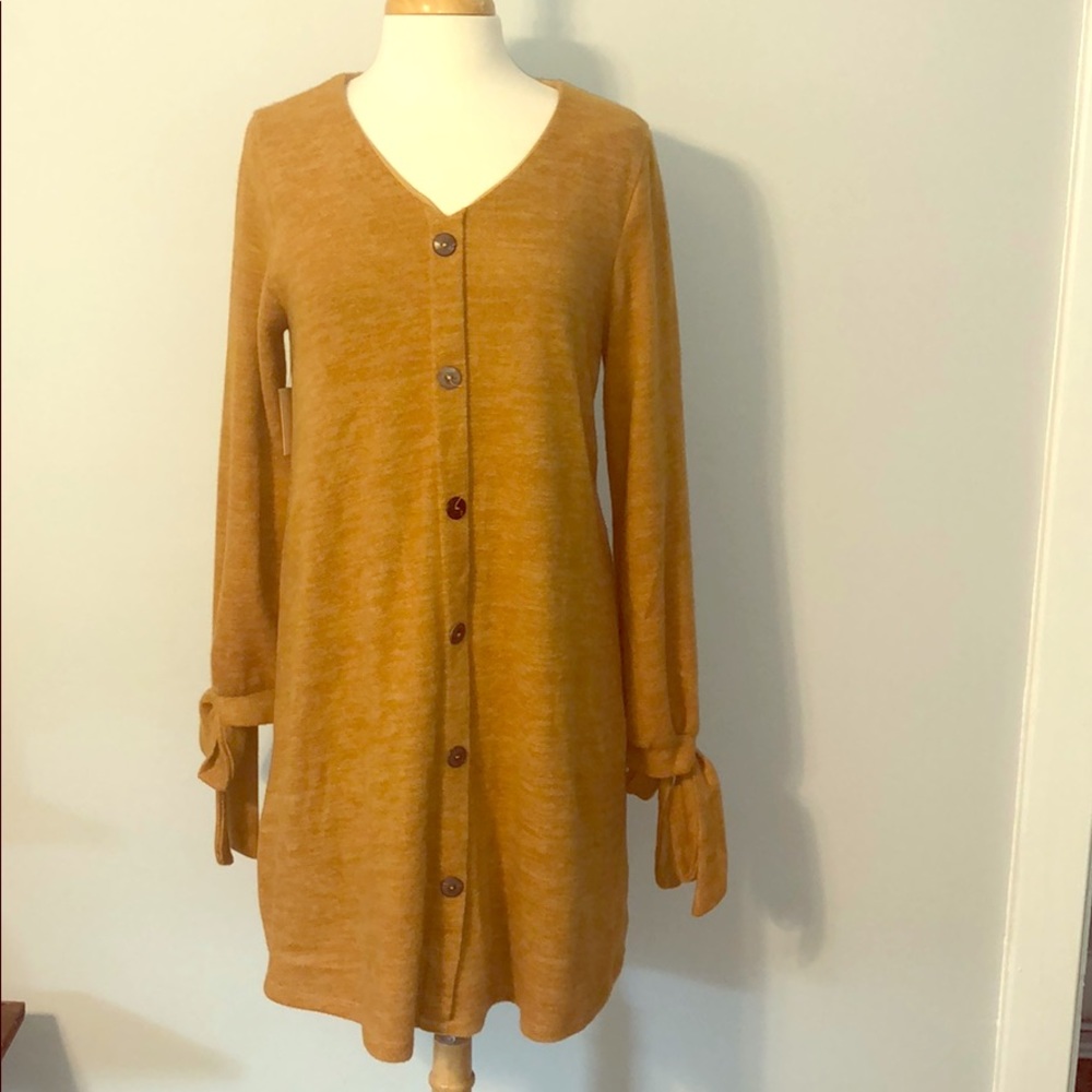 NWT: mustard yellow button down dress
